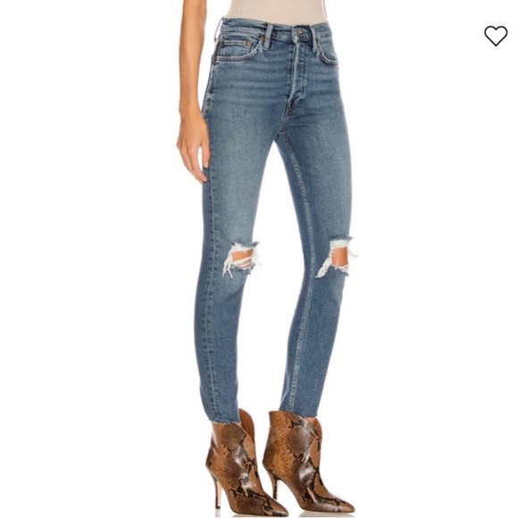 Re/Done 90s high rise ankle crop jeans  in Dusk Destroy - Picture 3 of 13
